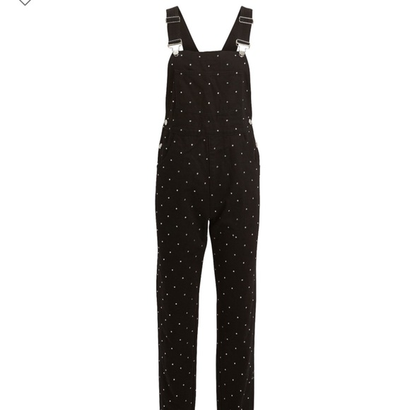 NEW Anthropologie WEWOREWHAT Basic Crystal-Embellished Overalls Z284-10